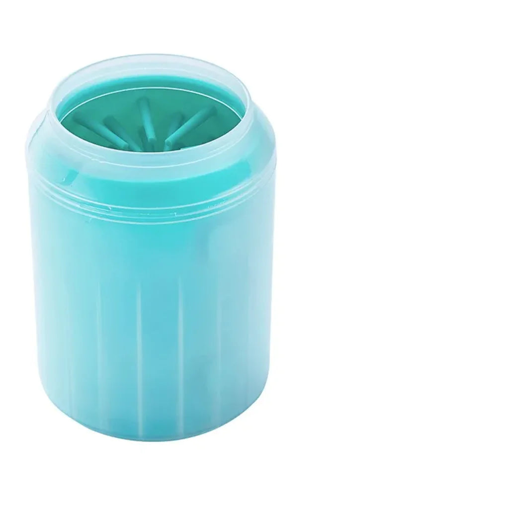 Cleaning dog paw with portable cup